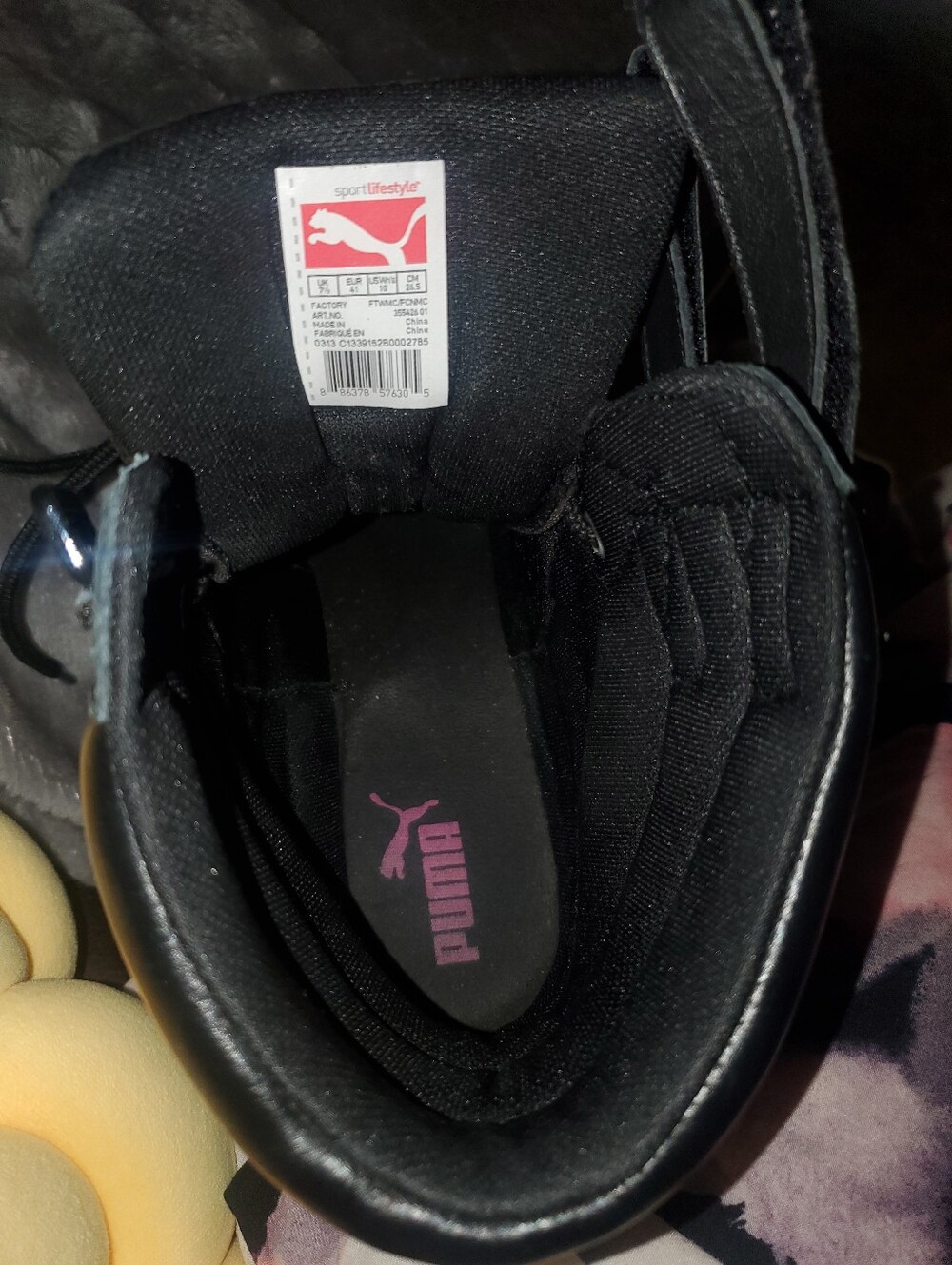 Puma Women's Black and Pink High-Top Sneakers Sz 10, Eu 41 EUC - Picture 9 of 9